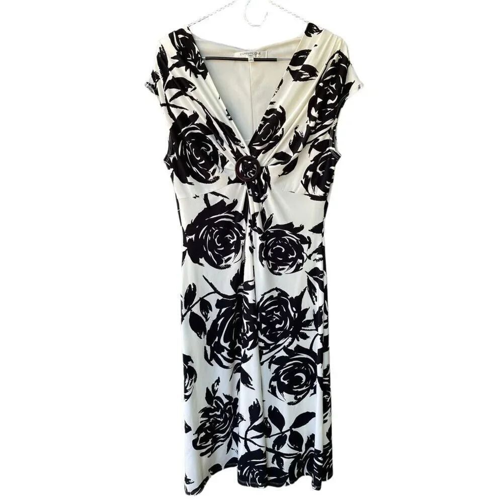 Evan-Picone size 10 floral gathered front midi dress.